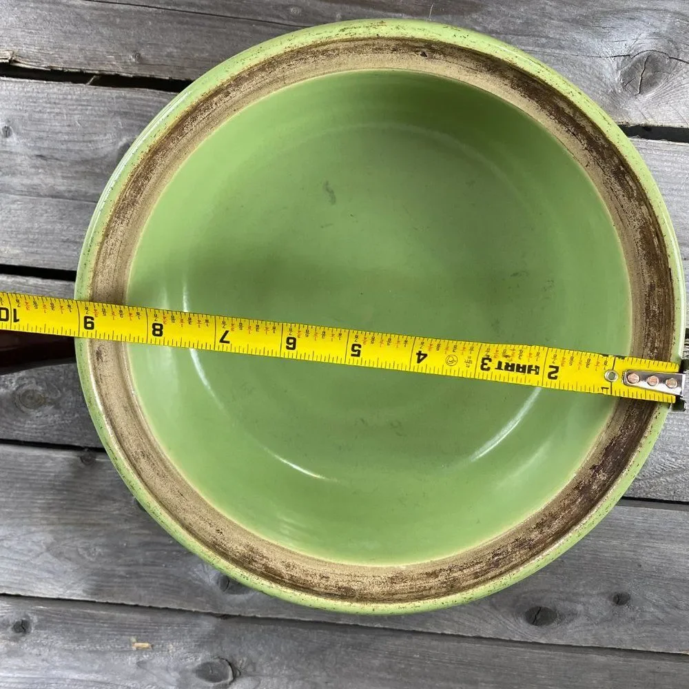 DENBY Stoneware 2 1/2 Qt. Cooking Pot Pan Green And Brown With Handle